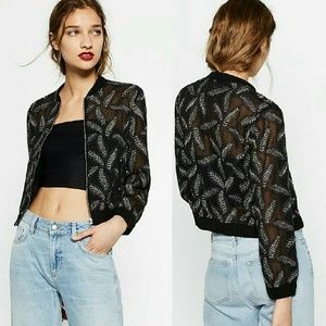 Zara bomber jacket with shear leaf embroide (7629)